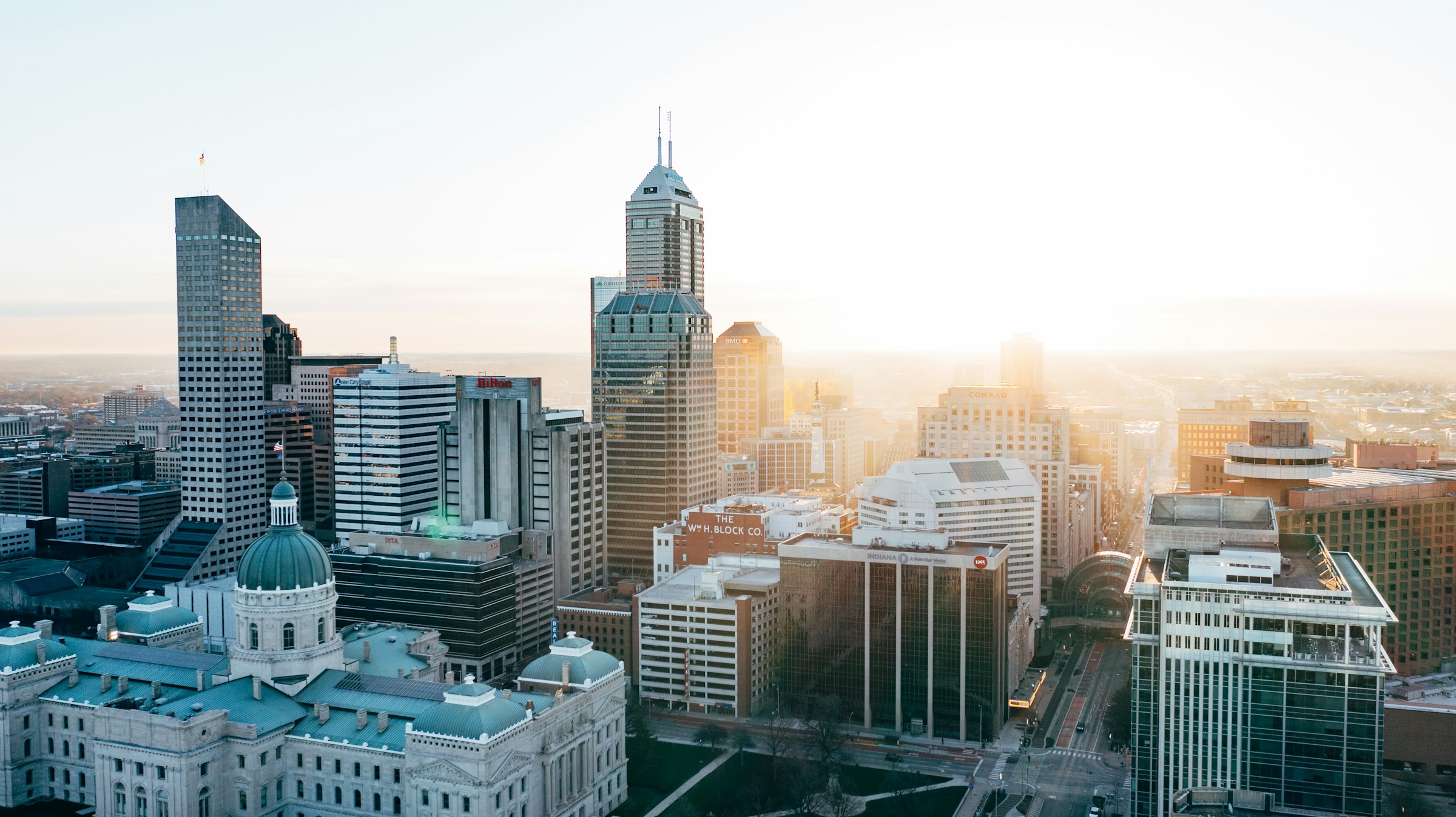 Indianapolis skyline at sunrise